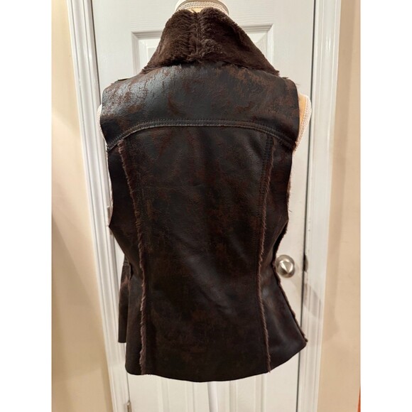 Karen Kane Brown Faux Fur & Faux Leather Open Front Vest Size Small NWT $148 - Picture 5 of 8